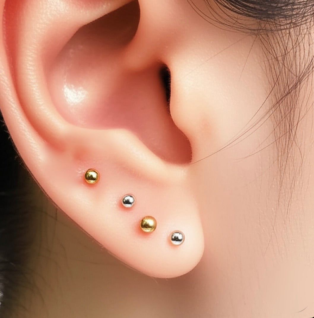 Classic Ball Single Stud Earrings in Gold