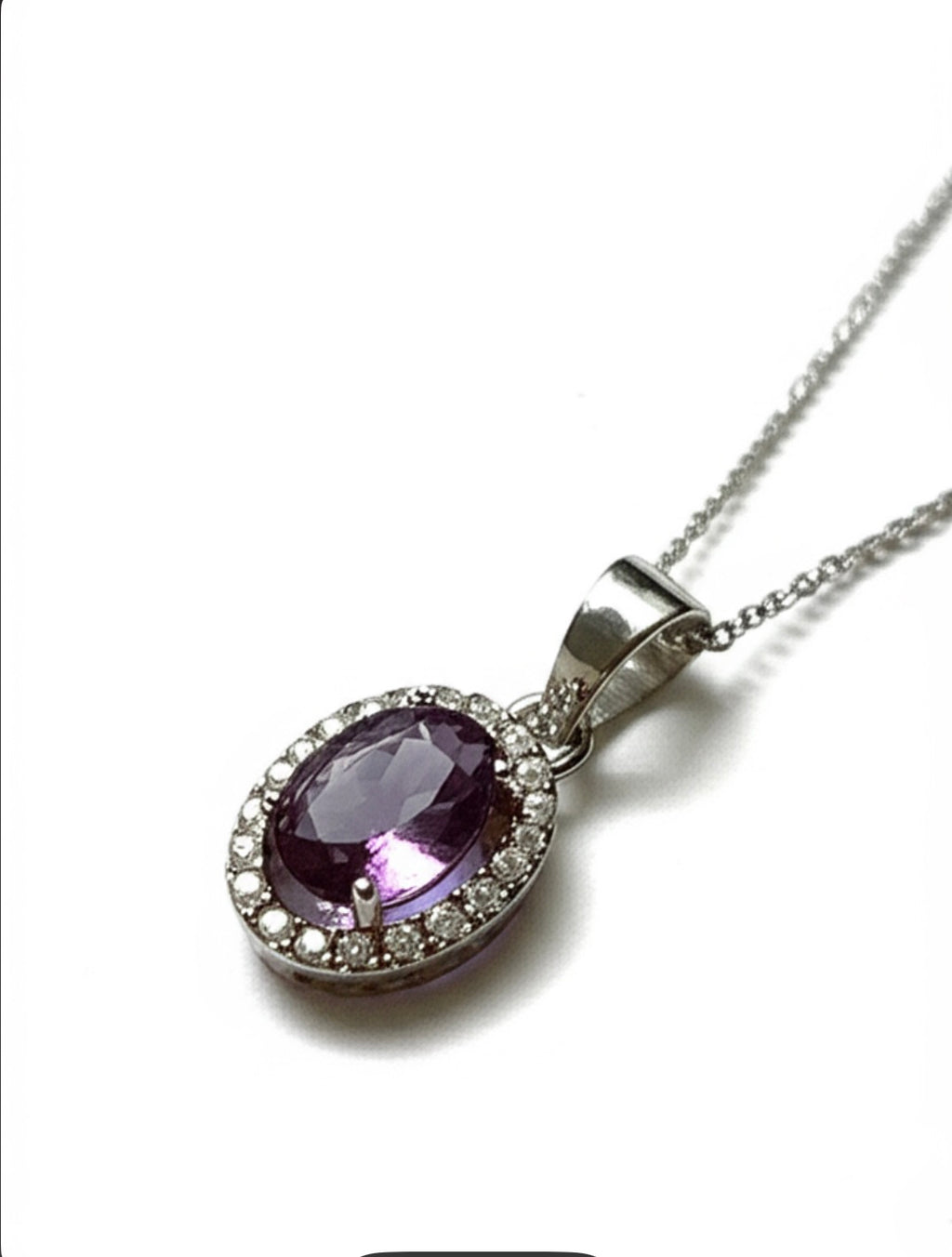 Amethyst Solitaire Sterling Silver Necklace
