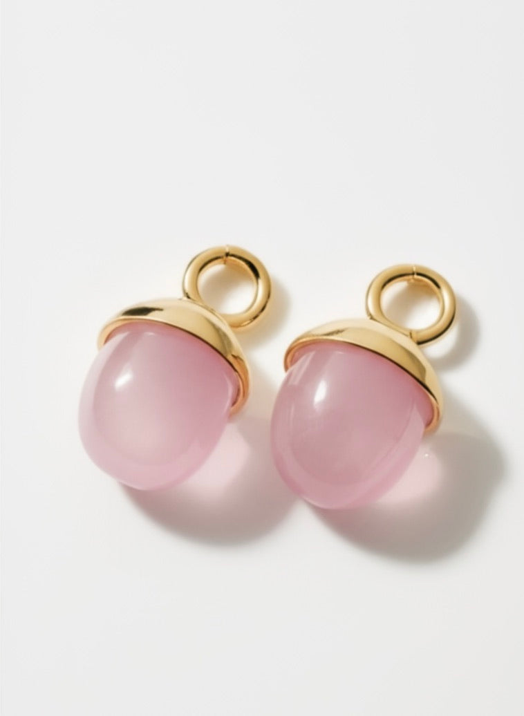 Rose Quartz Teardrop Earrings Charms