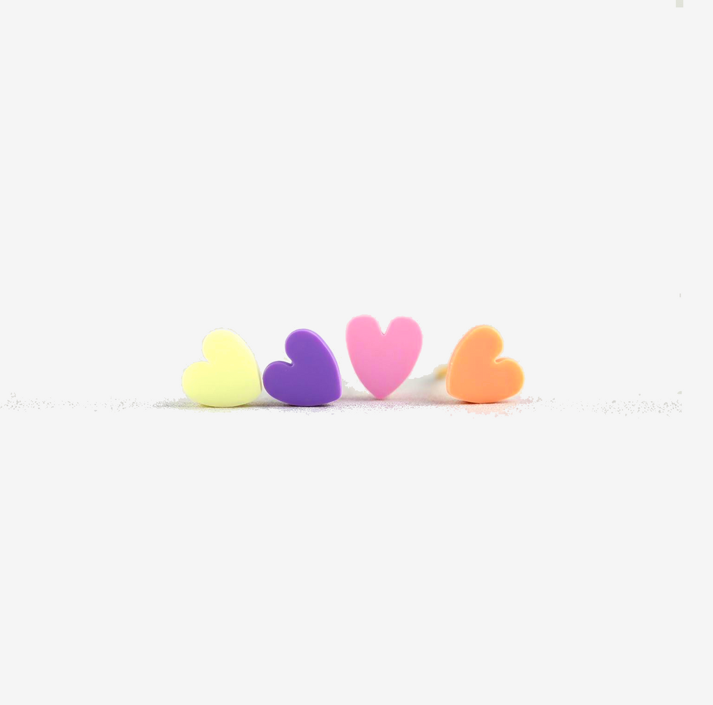 Mini Colourful Heart Stud Earrings