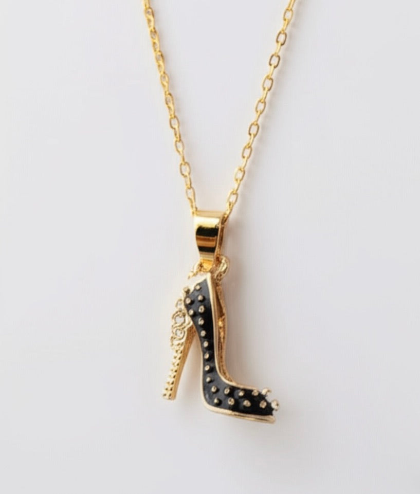 Dainty Shoe Pendant in Black