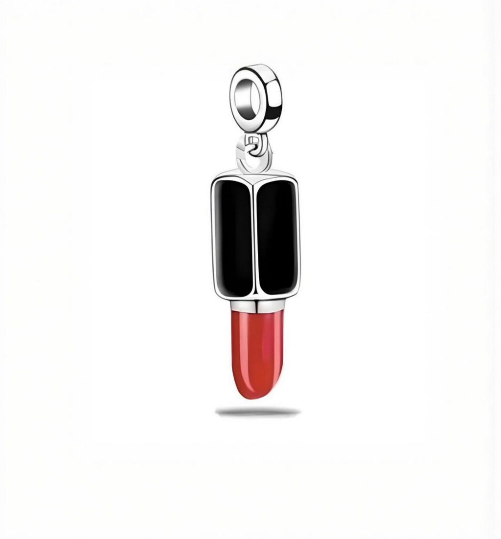 Red Lipstick Silver Bracelet Charm