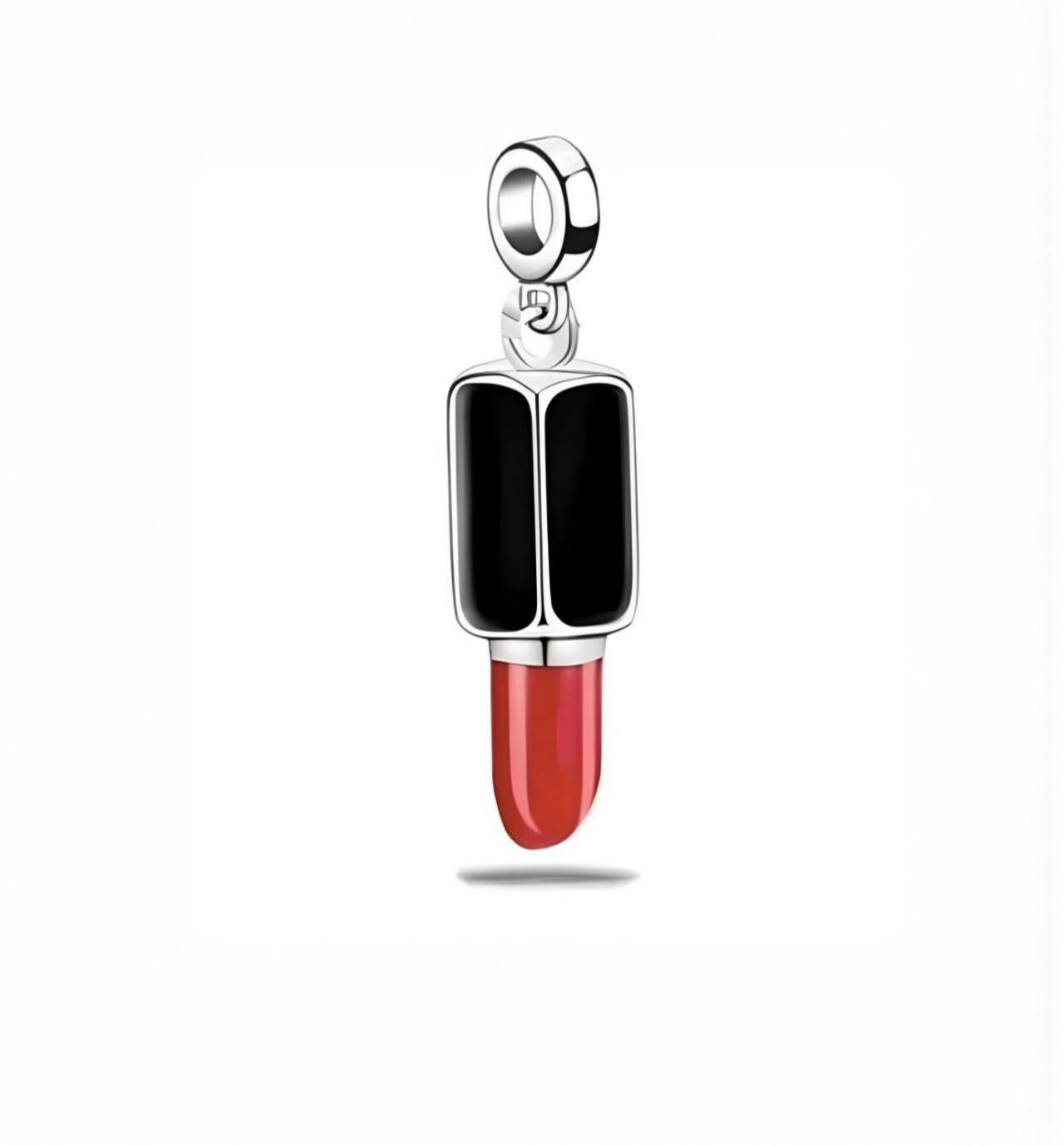 Red Lipstick Silver Bracelet Charm