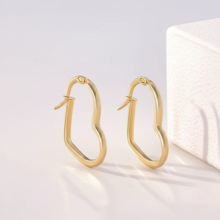 Hearts Stainless Steel Hoop Earrings