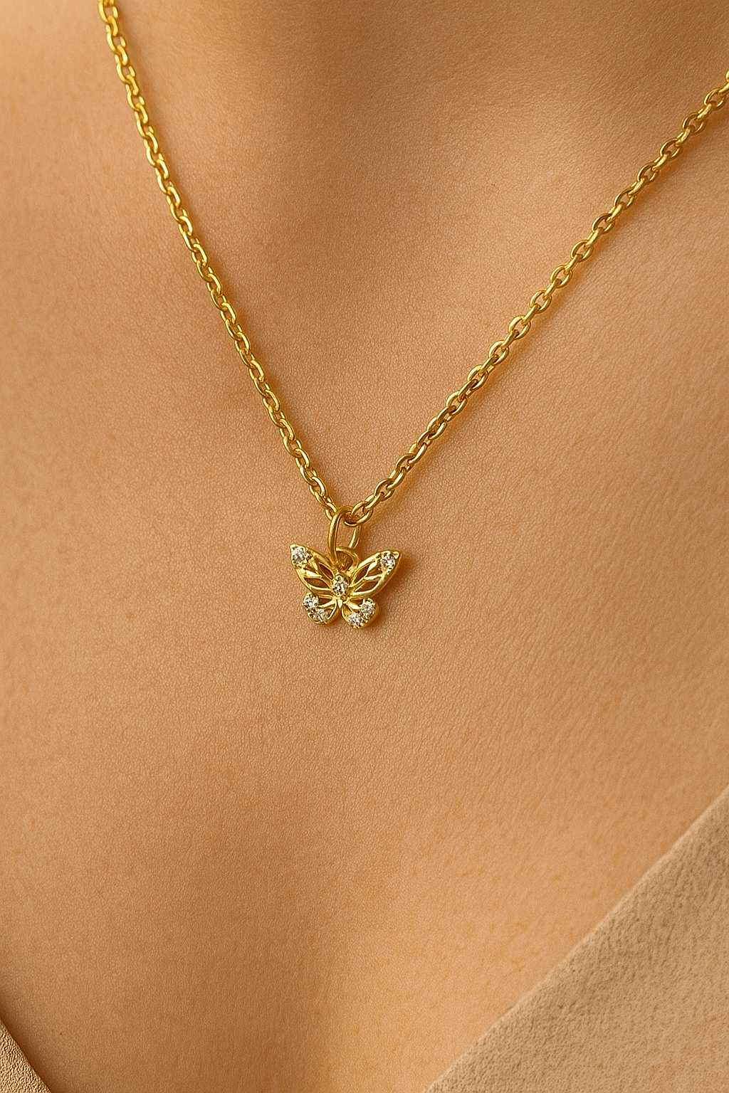 Delicate Butterfly with Cubic Zirconia Necklace