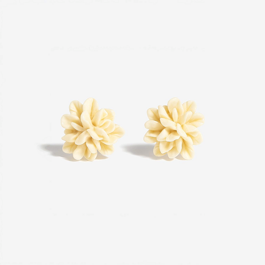 Cream Flower Stud Earrings