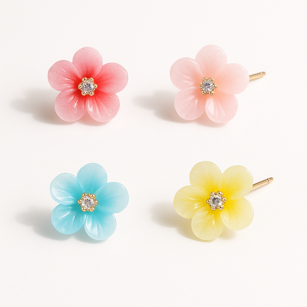 Yellow Flower with Cubic Zirconia Stud Readings