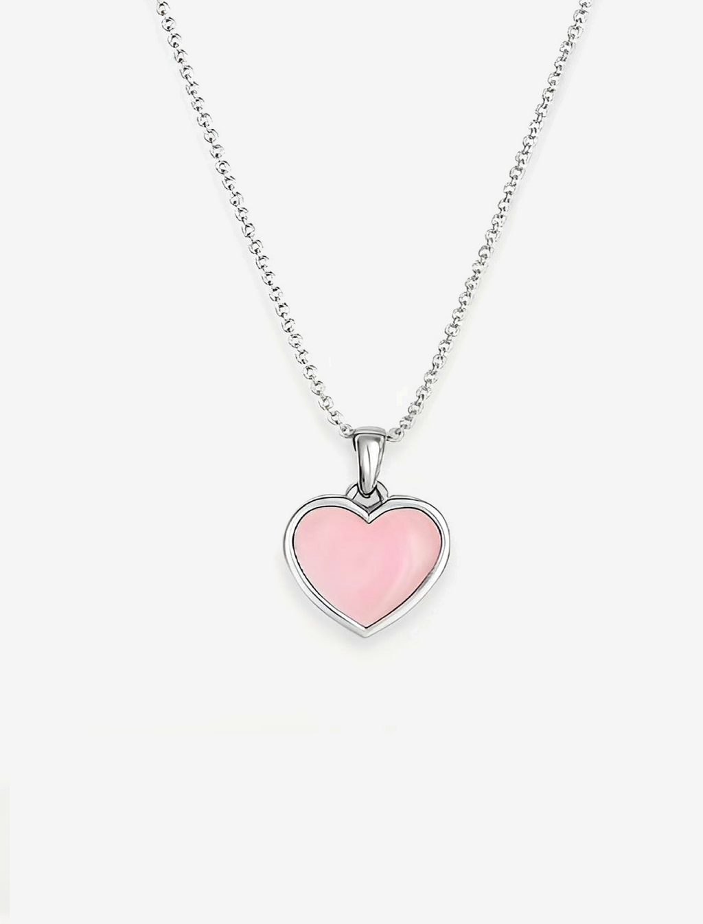 Pink Enamel Sterling Silver Necklace