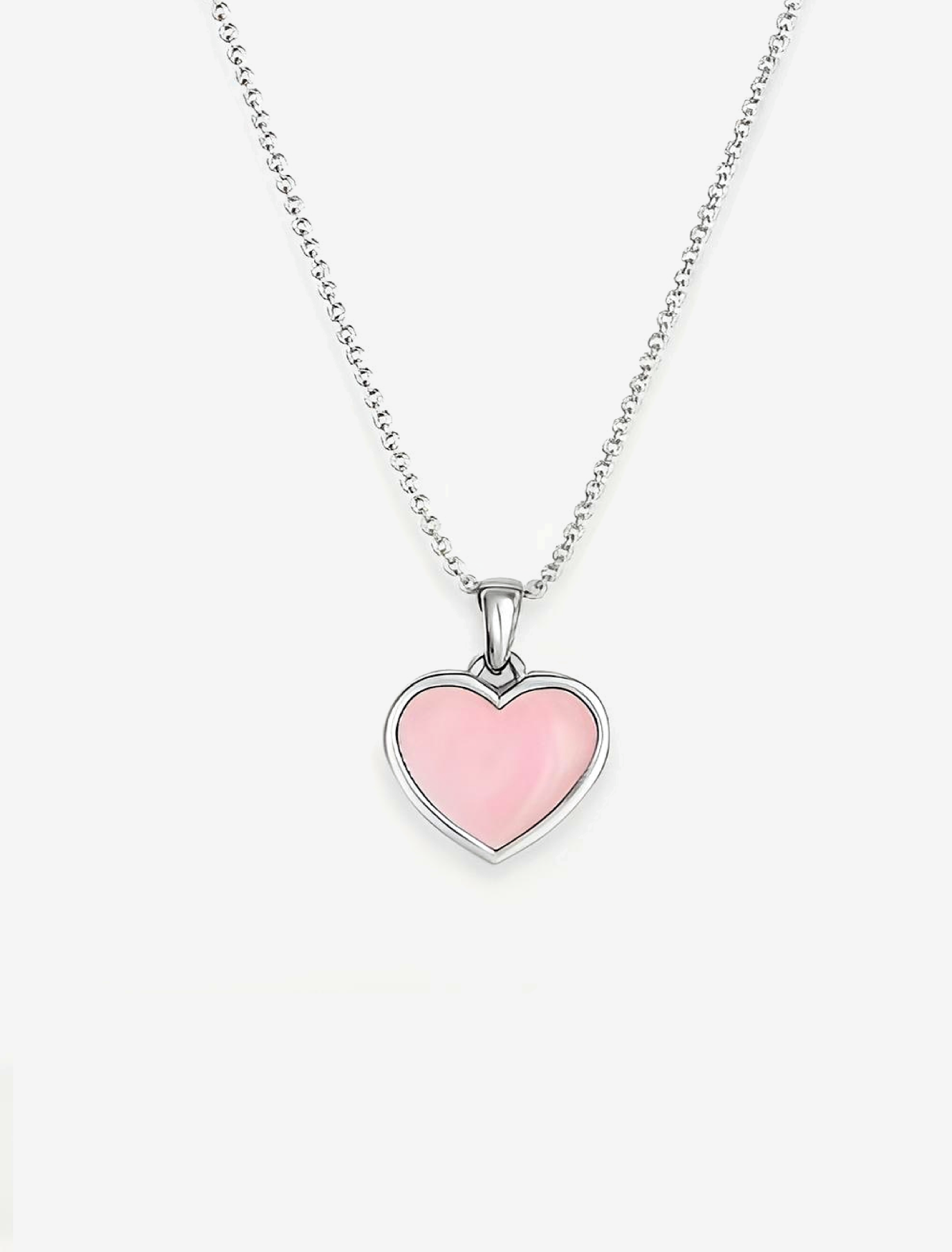 Pink Enamel Sterling Silver Necklace