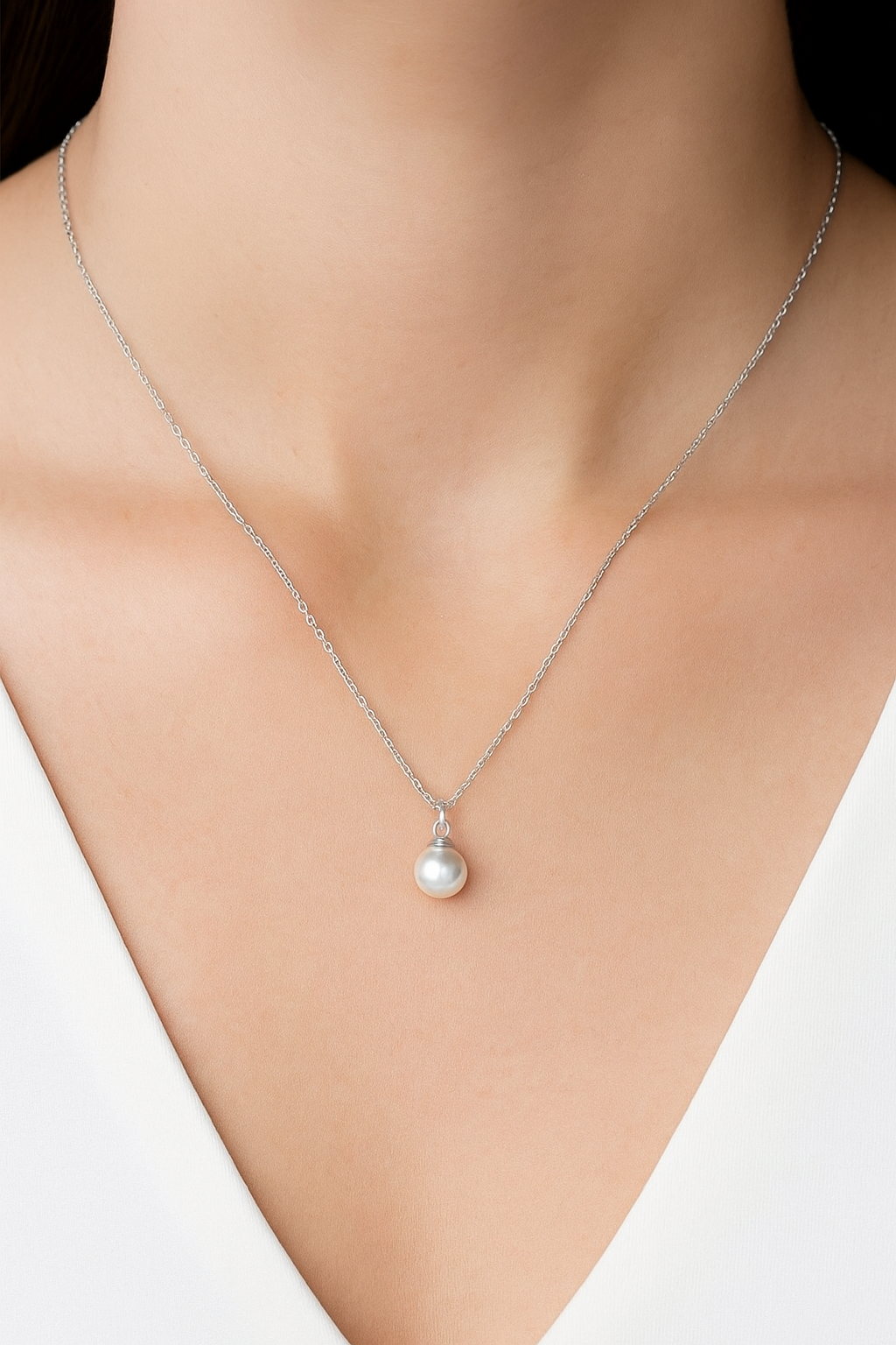Seashell Pearl Sterling Silver Necklace