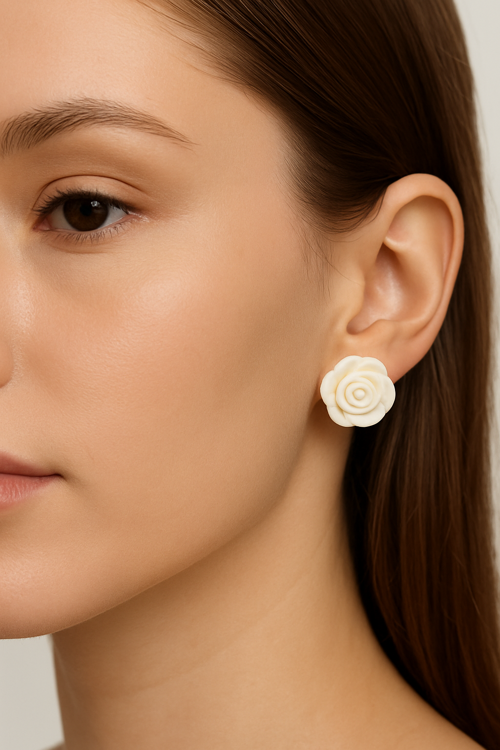 Large Cream White Flower Earrings