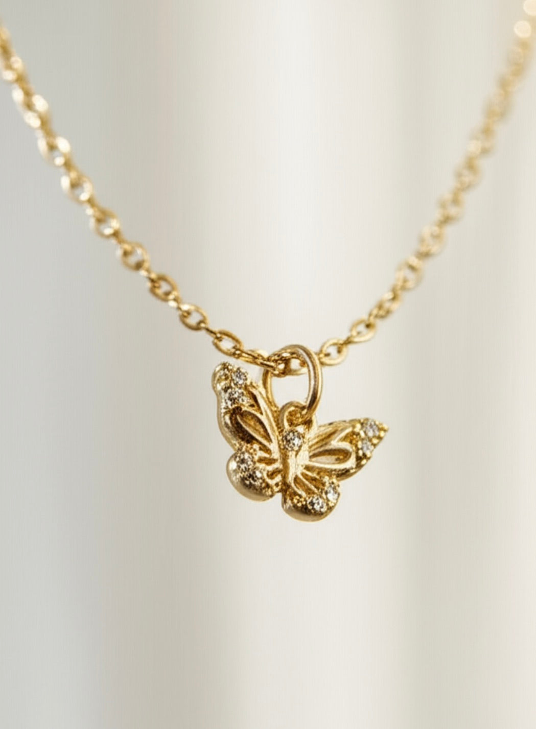 Delicate Butterfly with Cubic Zirconia Necklace