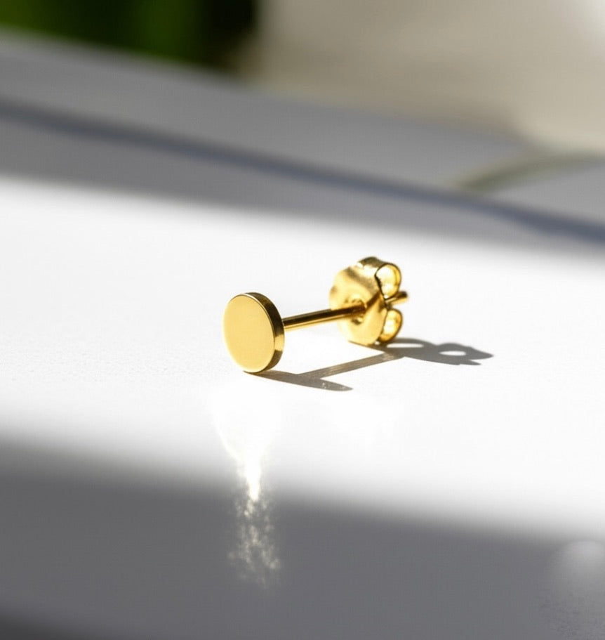 Smooth Dot Gold Plated Silver Stud Earrings