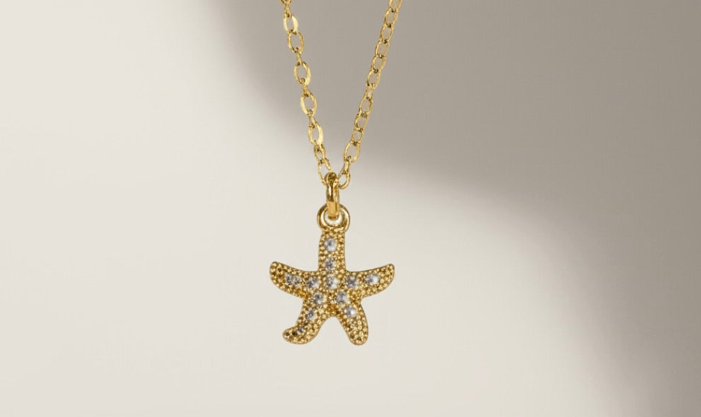 Starfish Pave Gold Plated Necklace