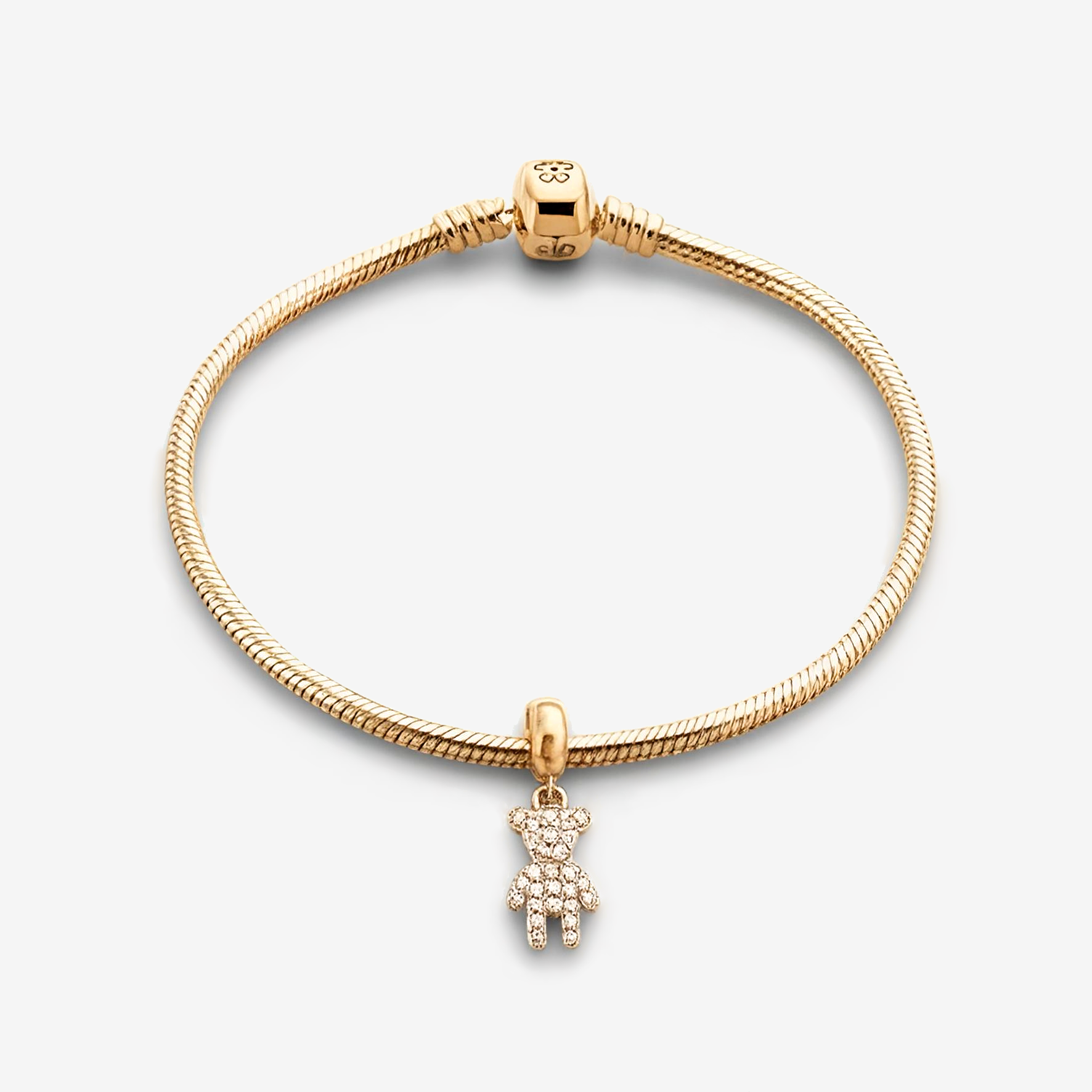 Teddy Bear Gold Pave Charm for Bracelets