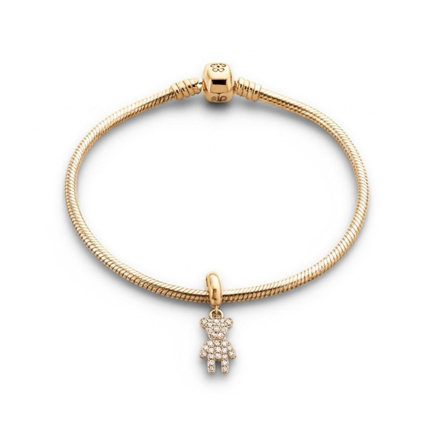 Teddy Bear Gold Pave Charm for Bracelets
