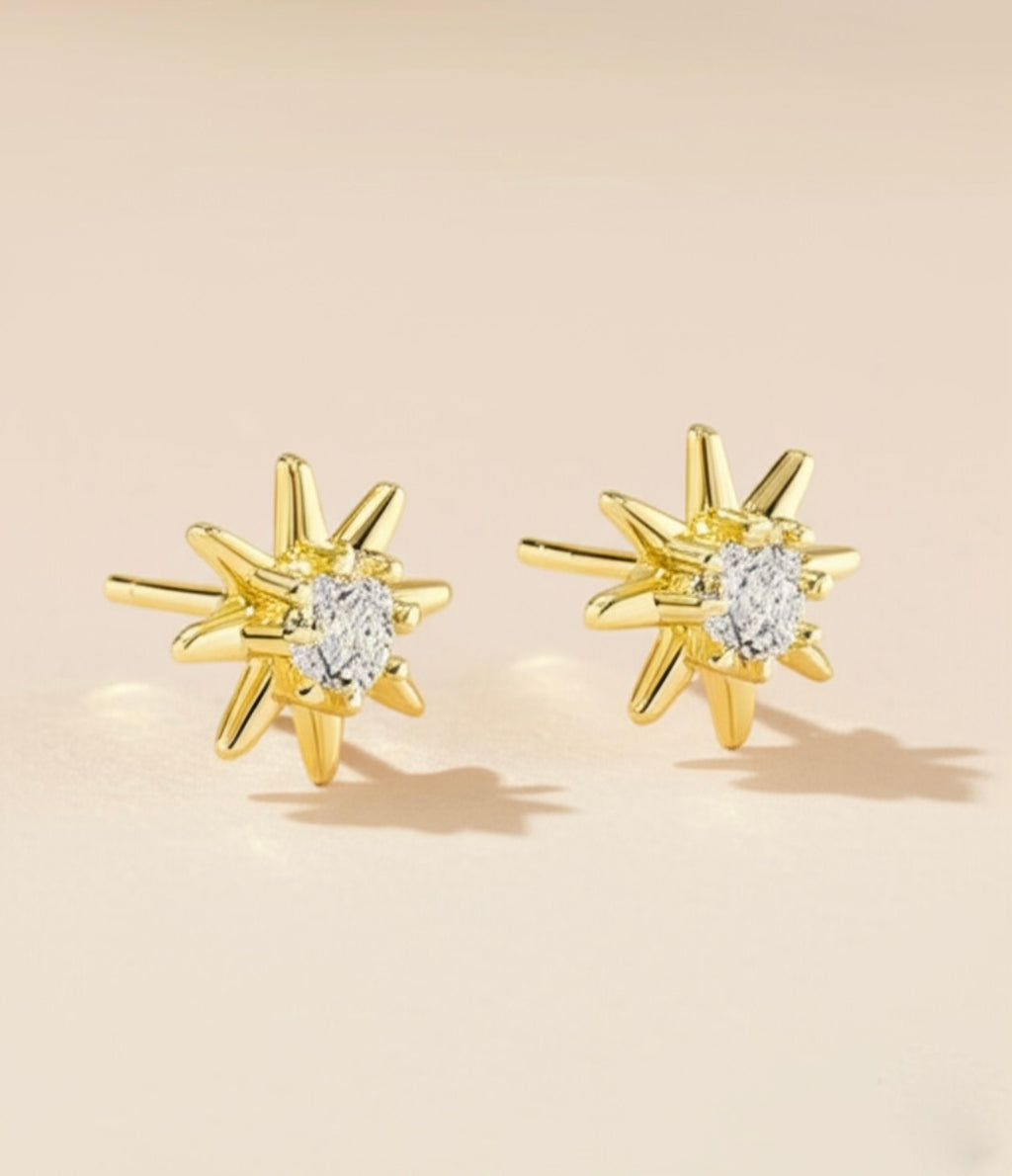Sparkling Start Gold Plated Silver Stud Earrings