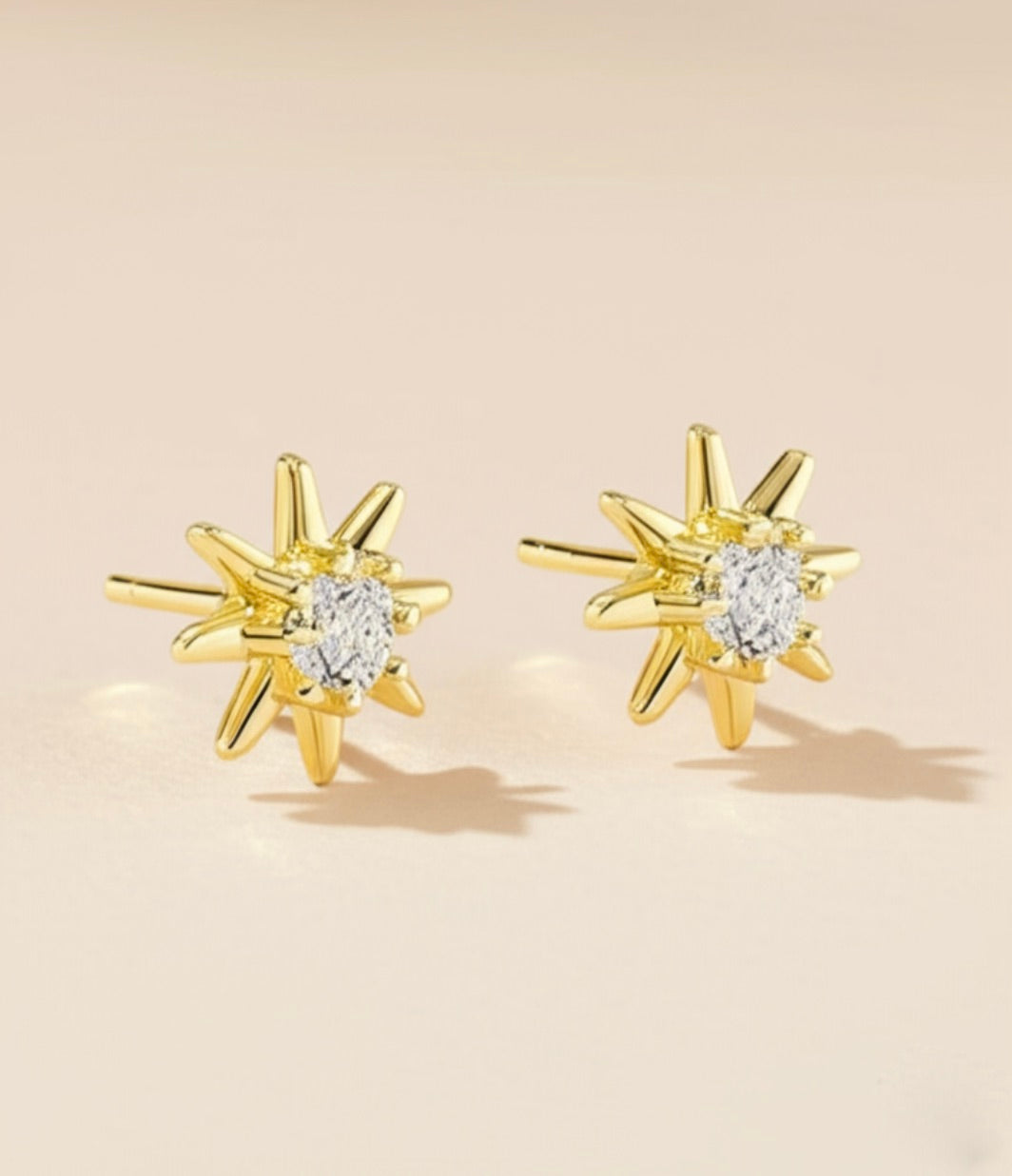 Sparkling Start Gold Plated Silver Stud Earrings