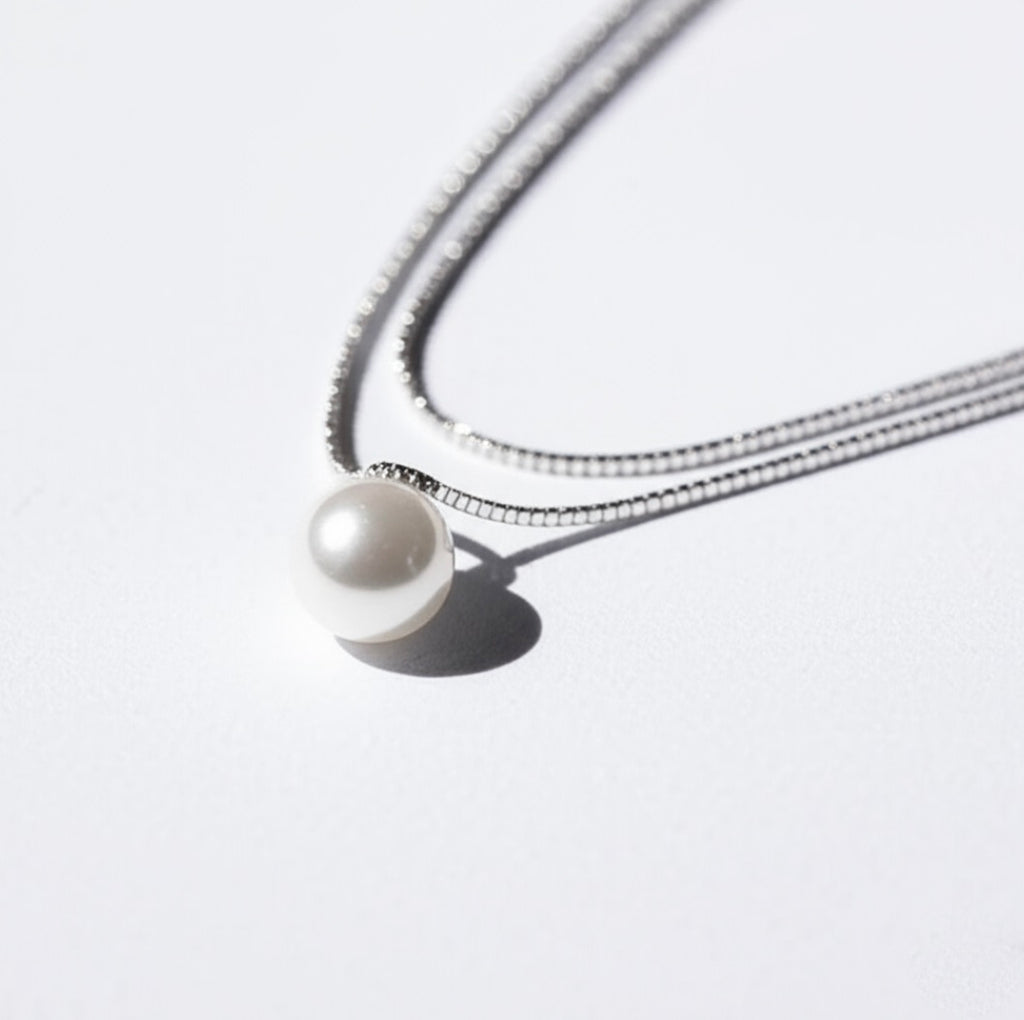 Natural Seashell Pearl Sterling Silver Necklace