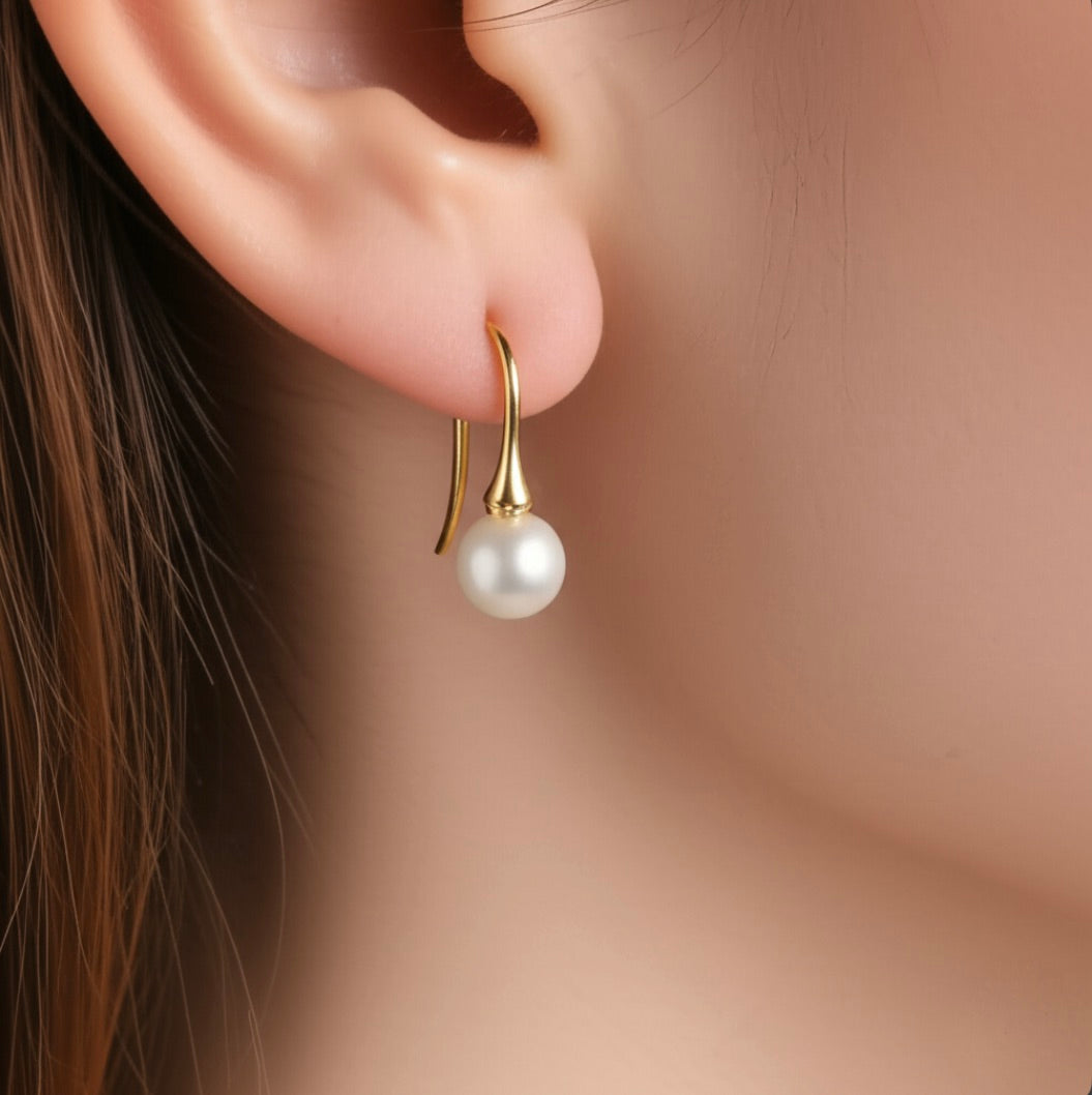 Classic Pearl Gold on Sterling Silver Drop Earrings
