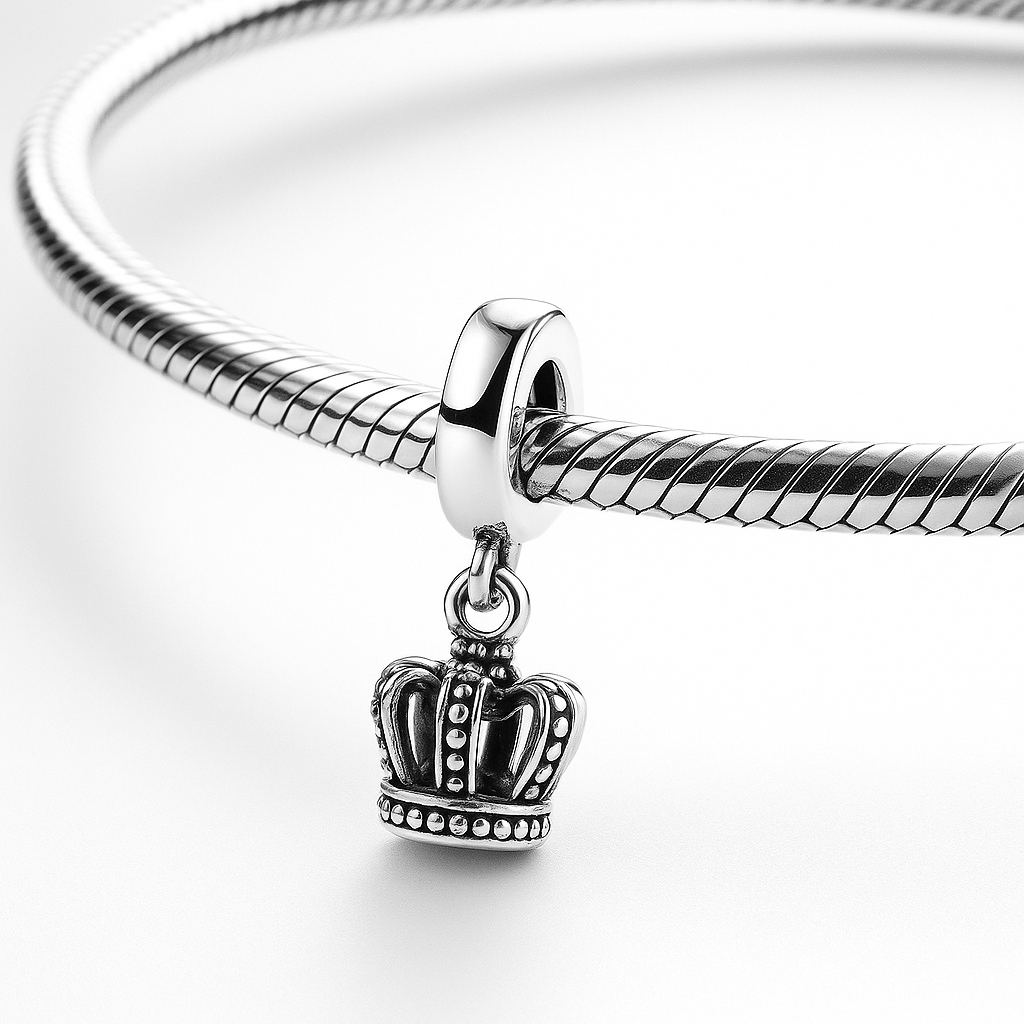 Royal Crown Bracelet Charm in Silver