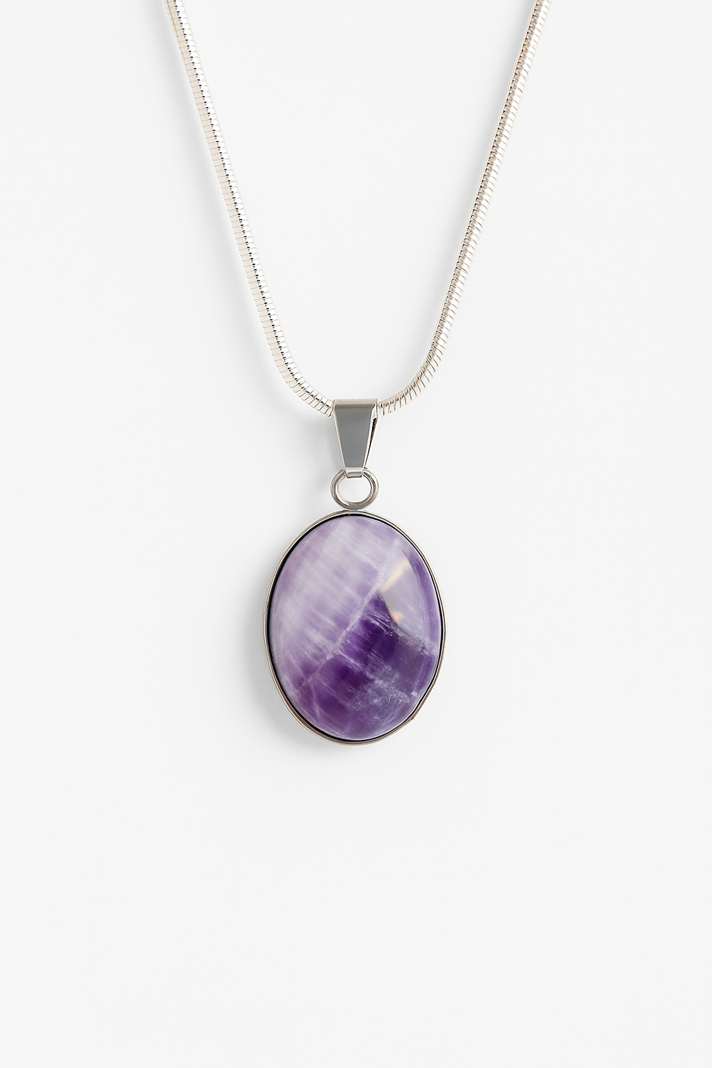 Amethyst Stainless Steel Pendant Necklace