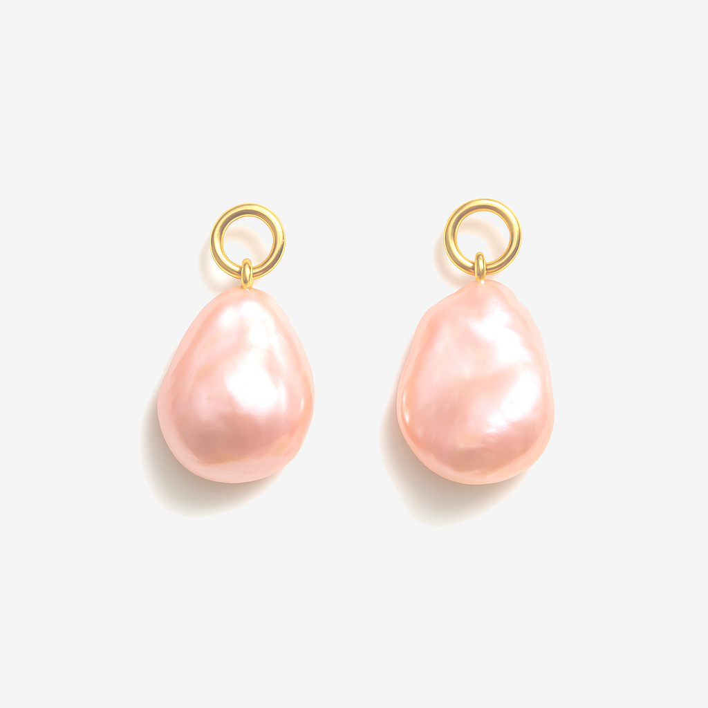 Natural Pink Baroque Pearl Earrings Charms
