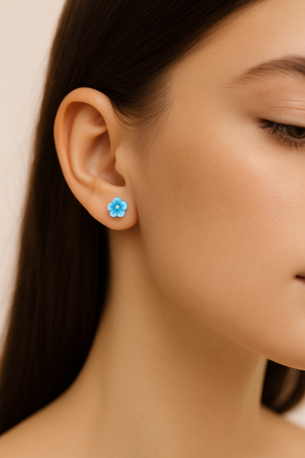 Mini Blue and White Flower Earrings