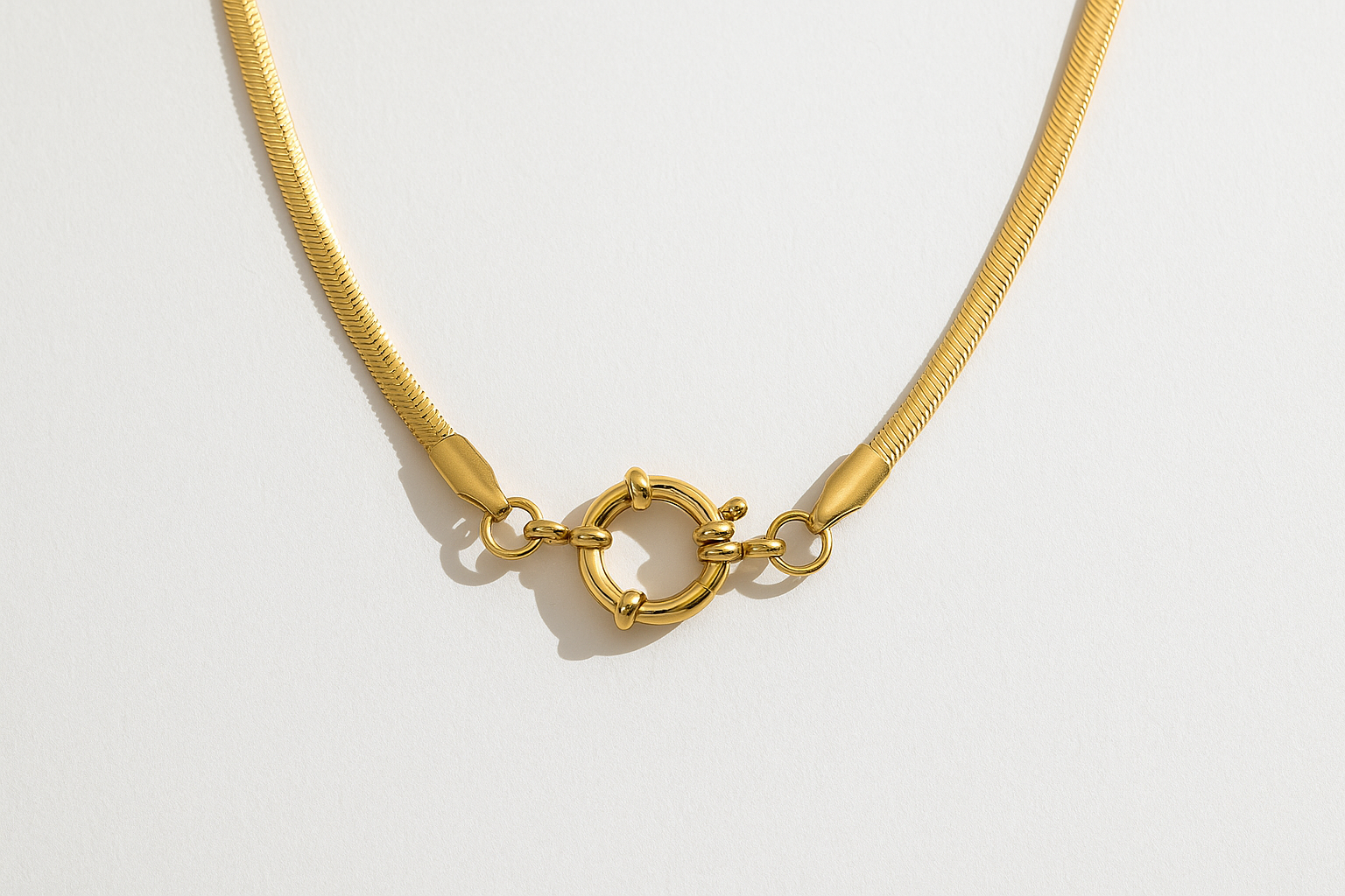 Snake Chain Charm Clasp Necklace in Gold