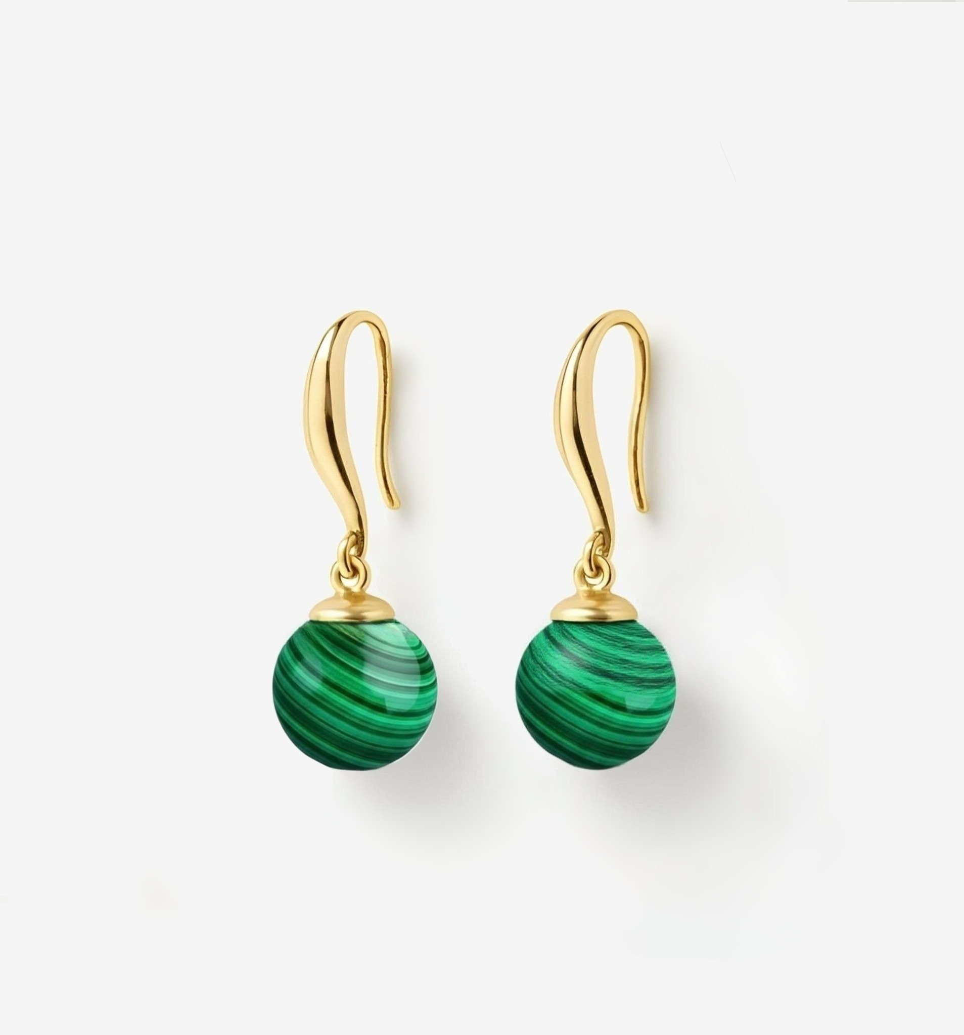 Malachite Beads Gold on Silver Drop Earrings