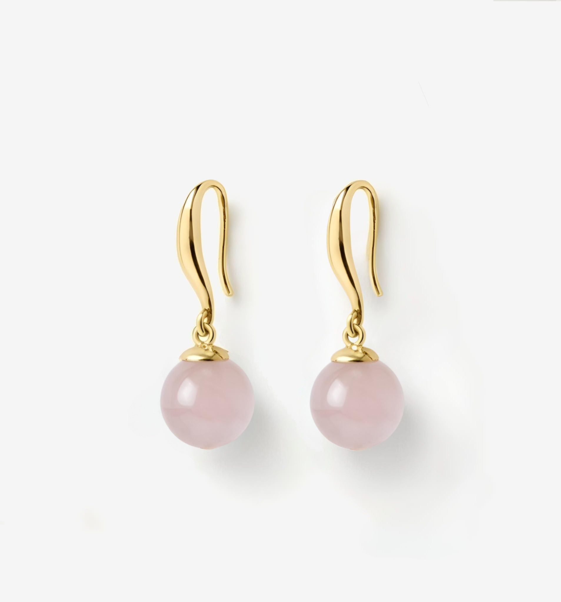 Rose Quartz Gold on Silver Drop Earrings