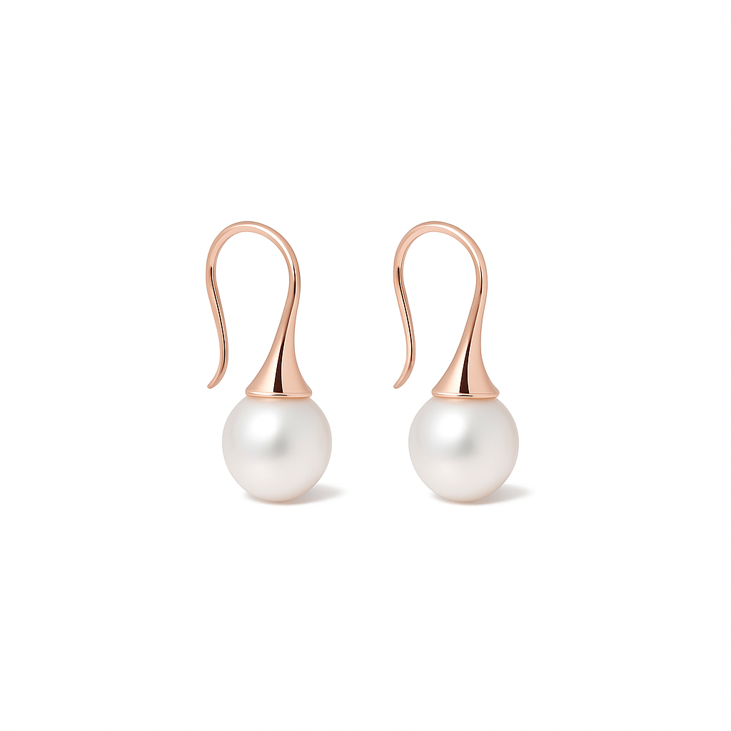 Classic Pearl Rose Gold Sterling Silver Drop Earrings