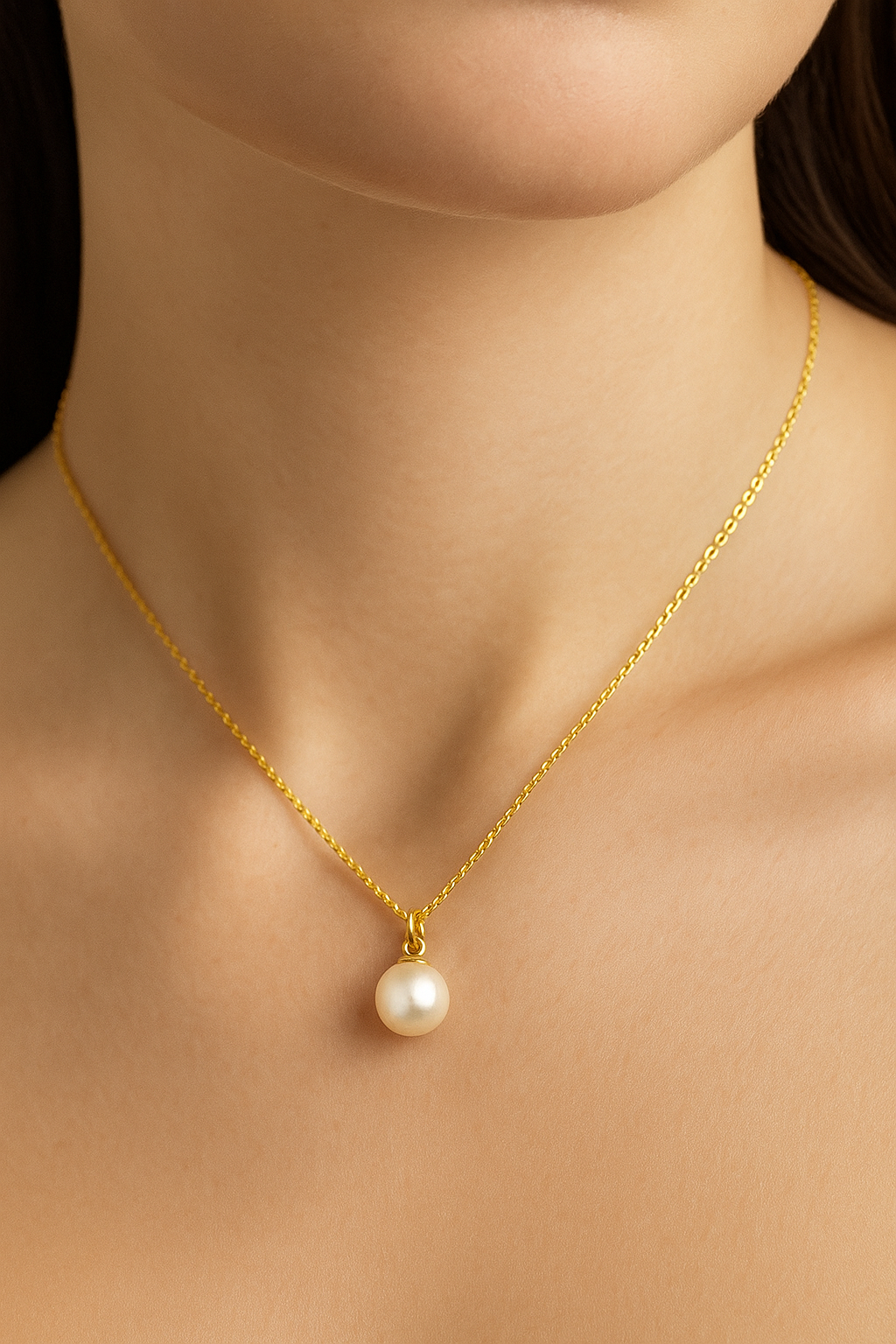 Seashell Pearl Gold Plated Silver Necklace