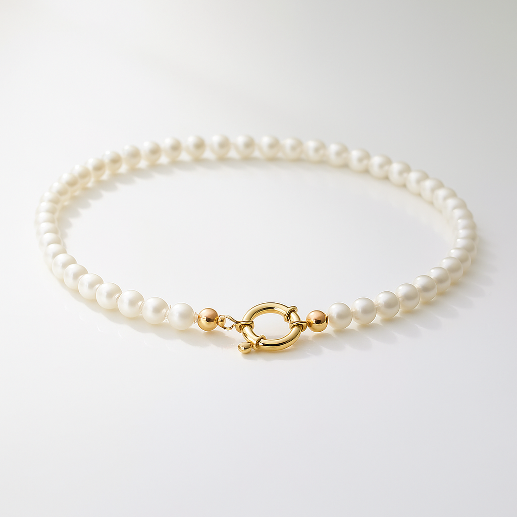 Seashell Gold Plated Sterling Silver Sailor Clasp Necklace