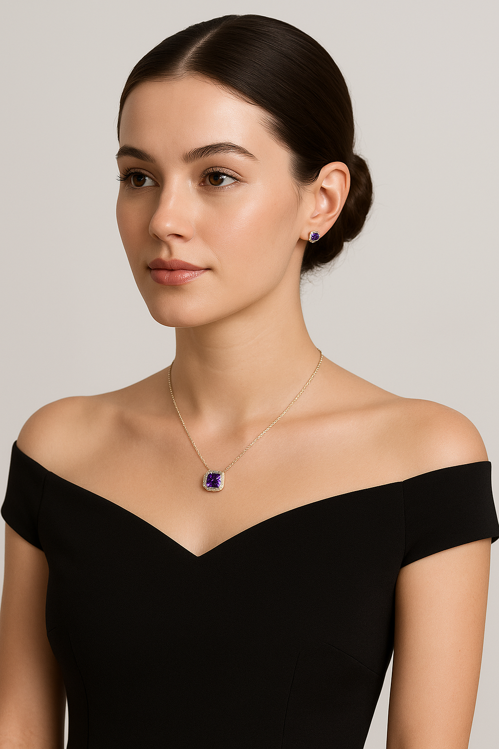 Amethyst Cubic Zirconia Sterling Silver Necklace