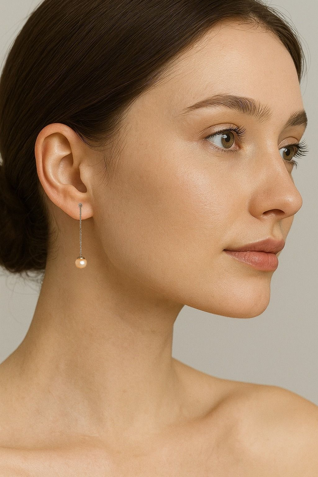 Delicate Silver Tread with Pearls Earrings