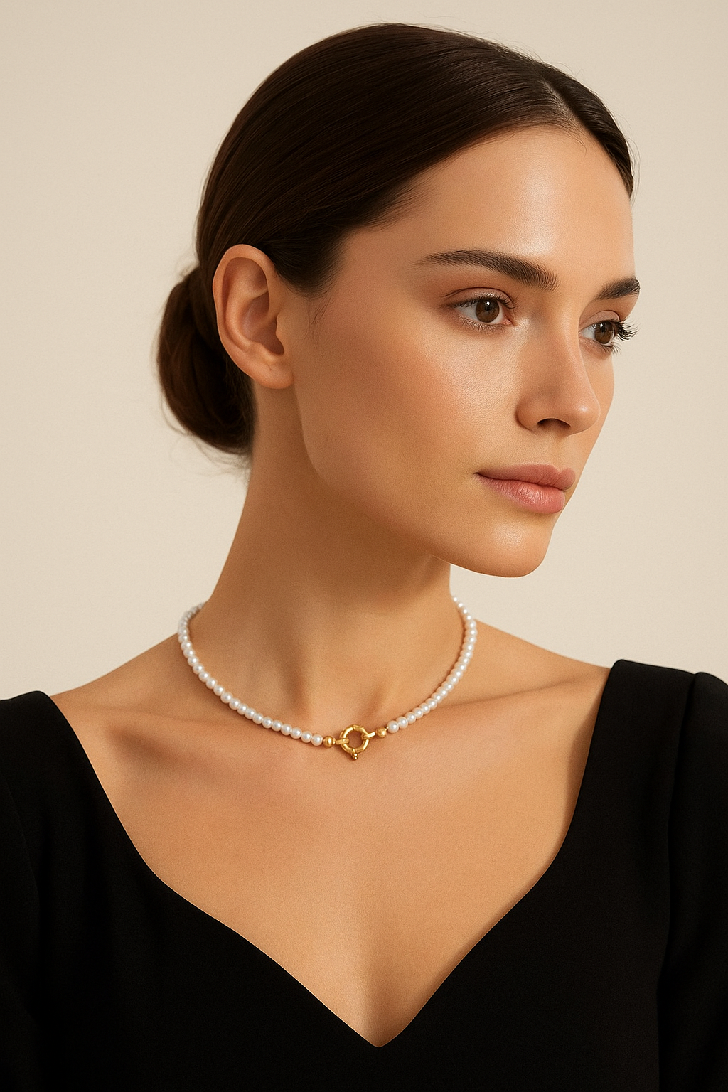 Seashell Gold Plated Sterling Silver Sailor Clasp Necklace