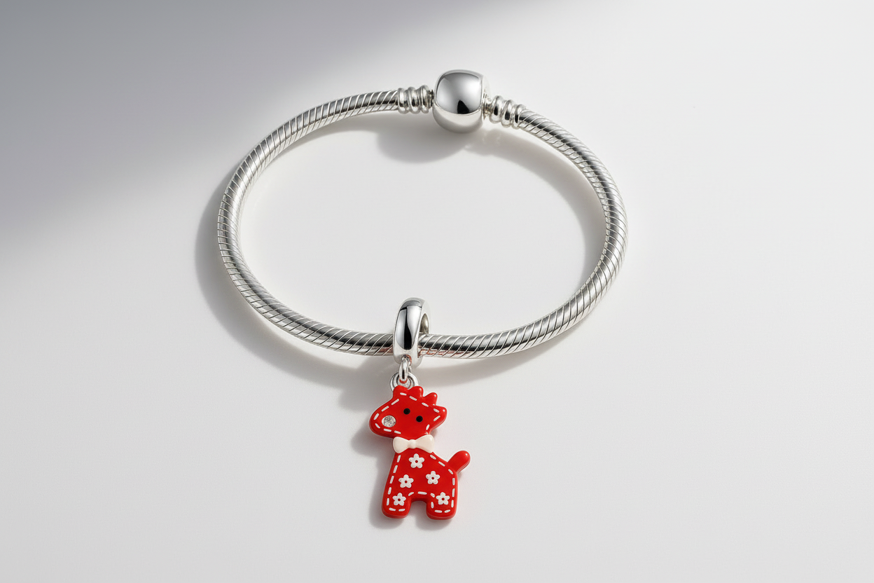 Giraffe with Bow Bracelet Charm
