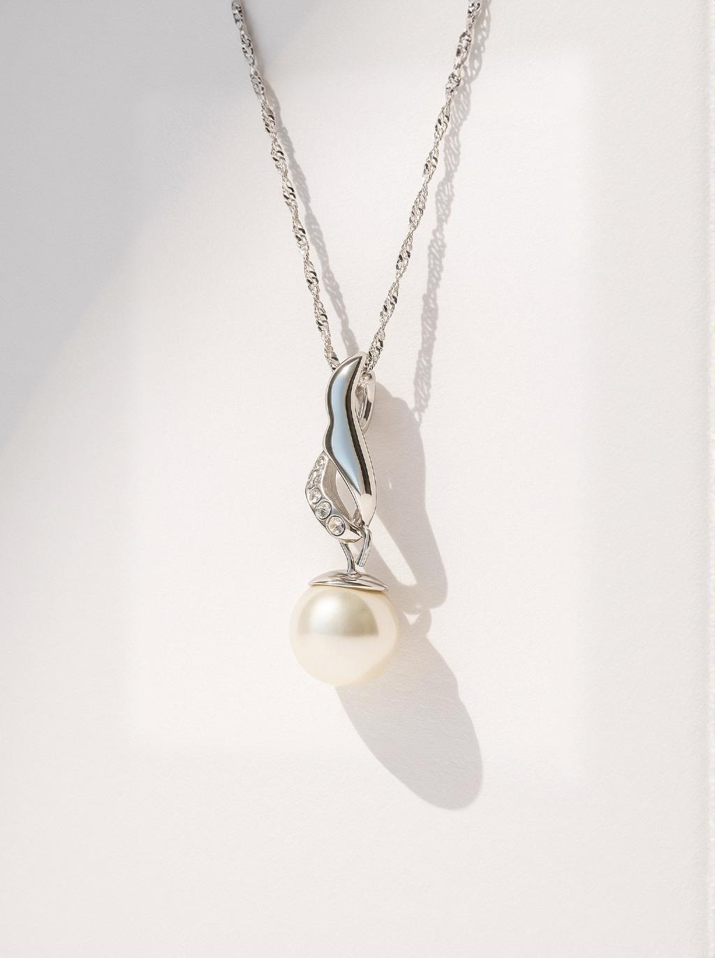 Water Drop and Pearl Silver Necklace