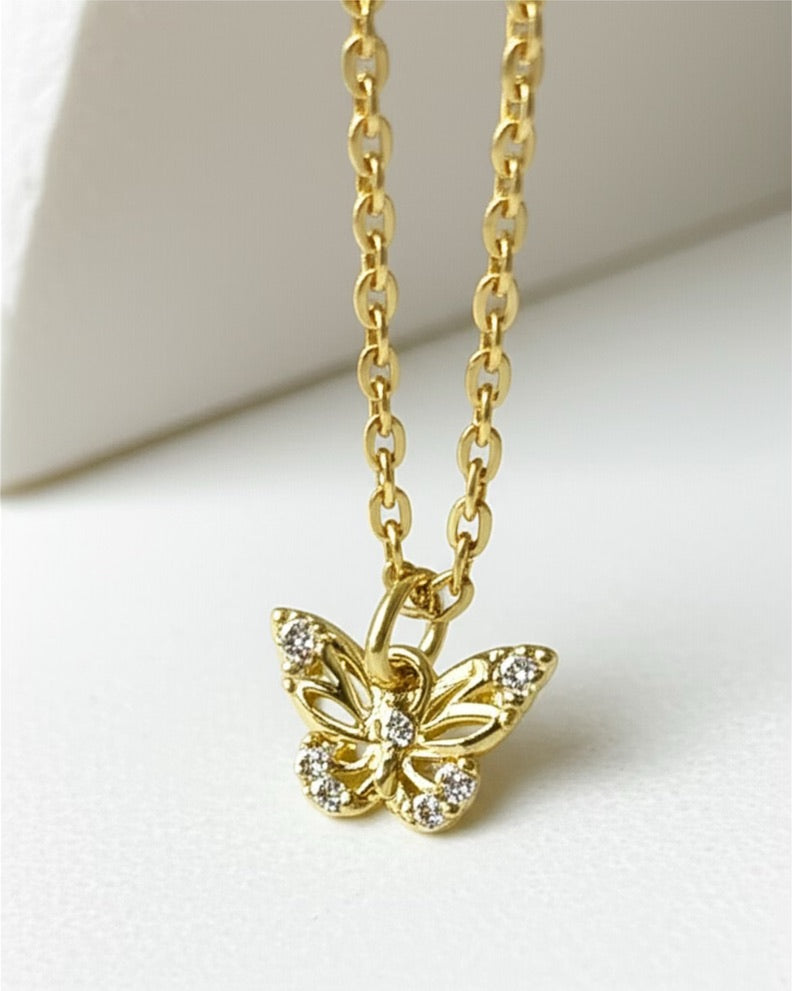 Delicate Butterfly with Cubic Zirconia Necklace