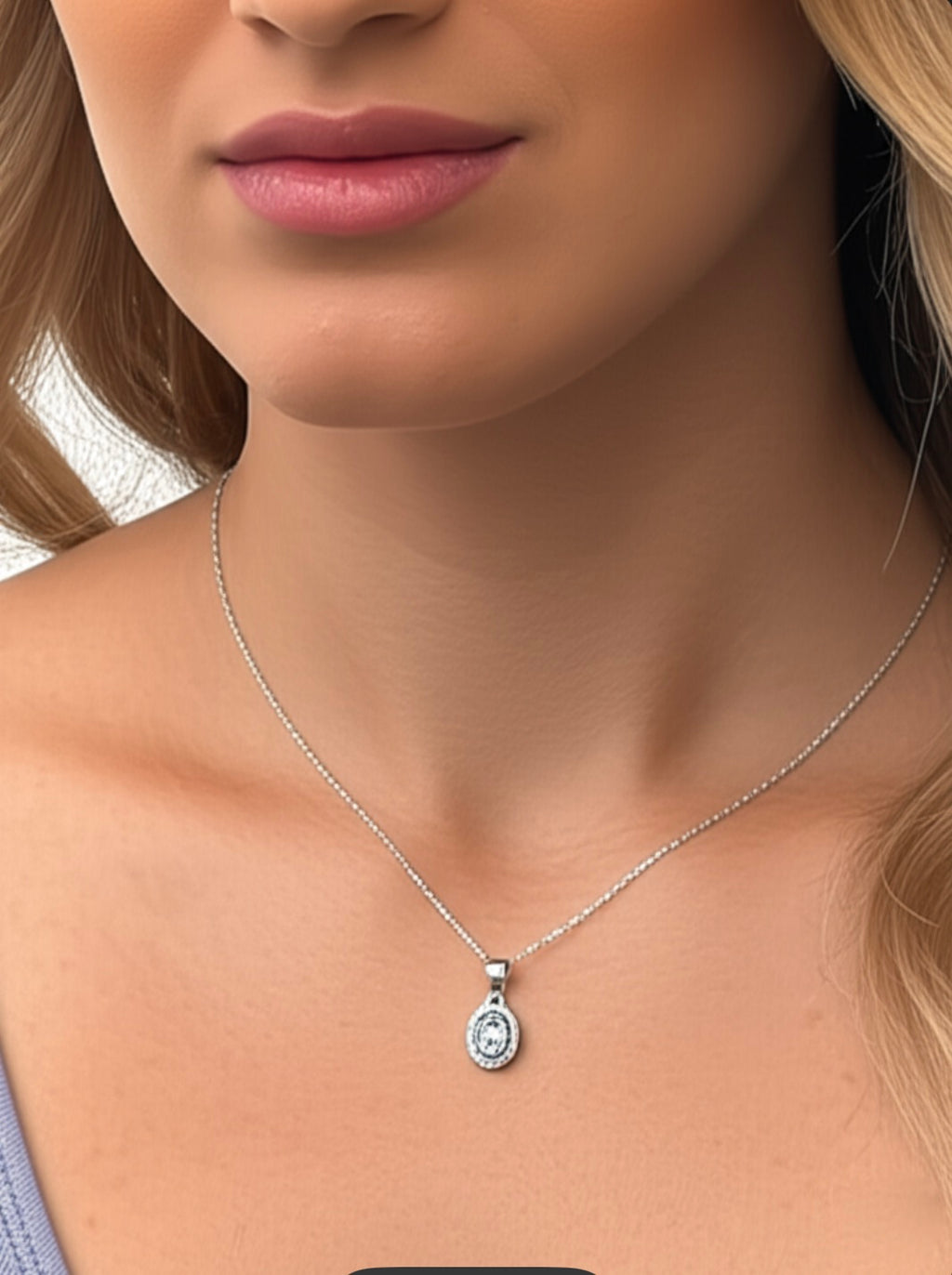 Aquamarine Solitaire Sterling Silver Necklace