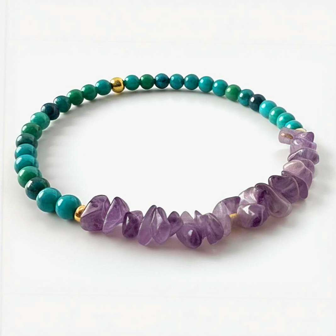Amethyst and Green Gemstones Bracelet