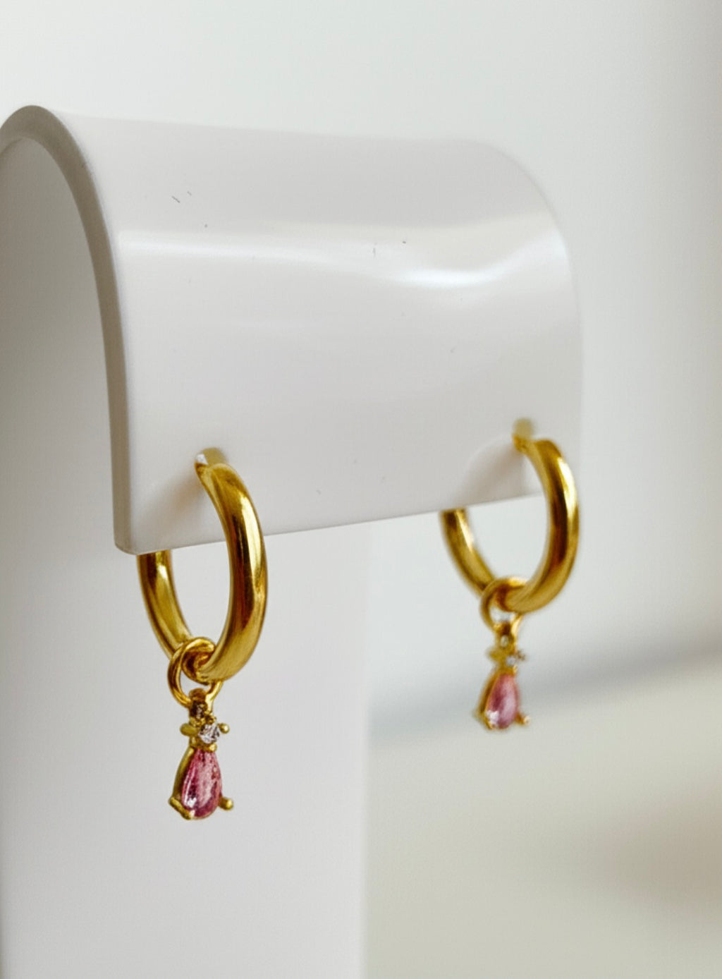 Small Drop Earrings Charms in White and Light Pink