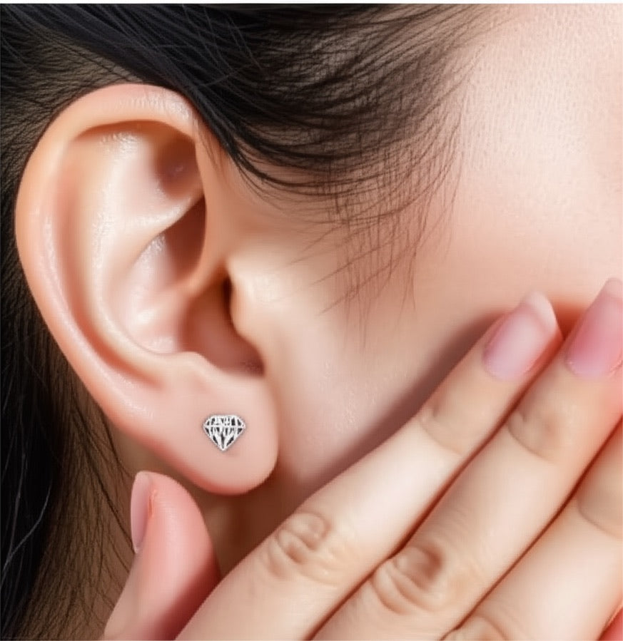 Geometric Diamond Shape Sterling Silver Stud Earrings