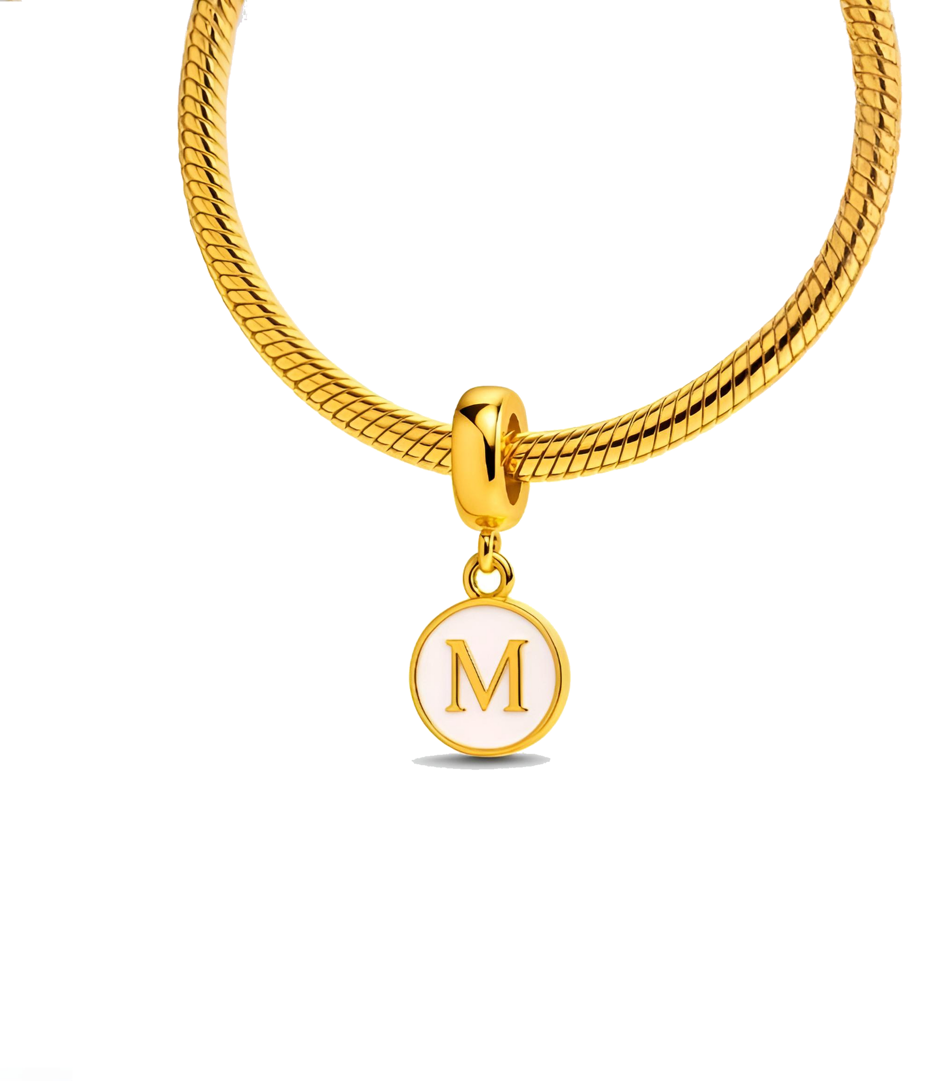 Name Letter Bracelet Charm in Gold