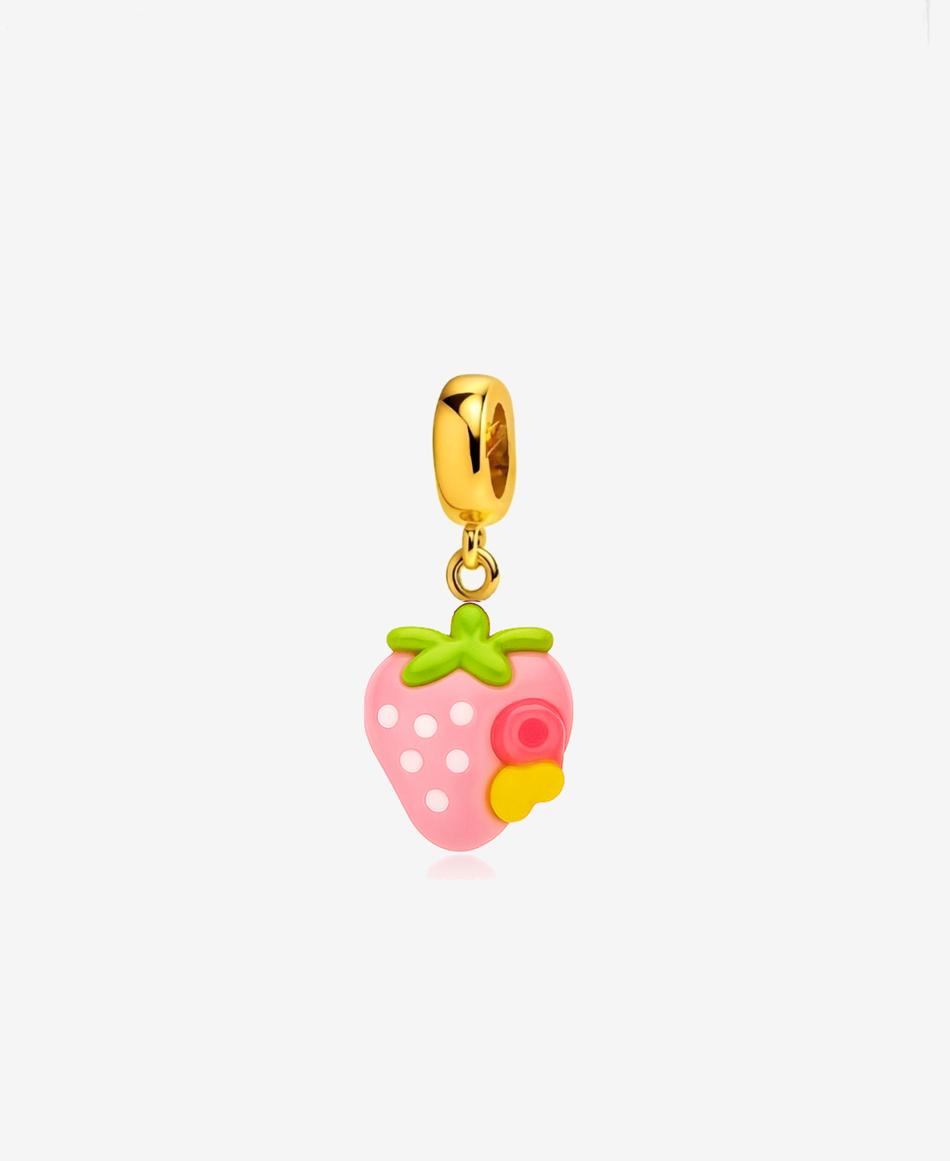 Large Pink Strawberry Bracelet Charm
