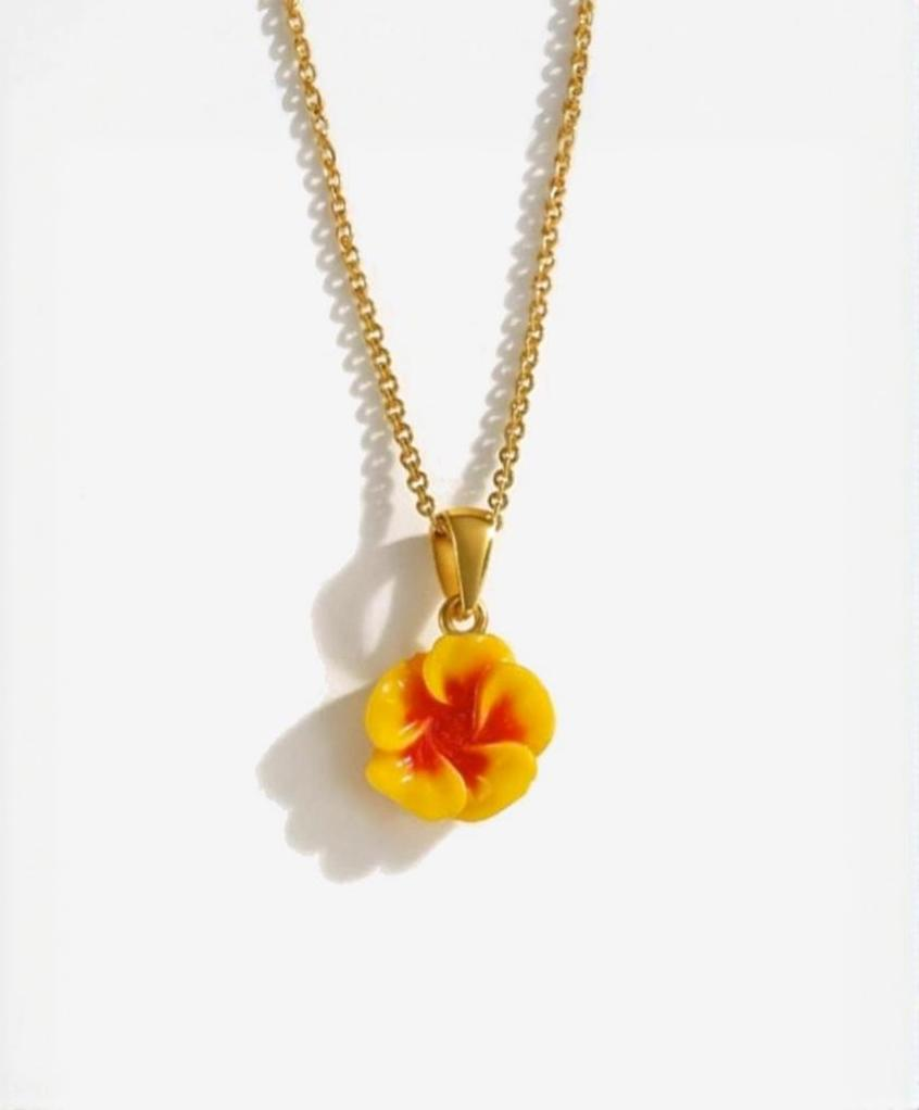 Two Tones Flower Pendant Necklace