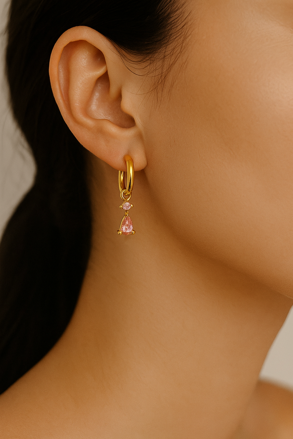 Small Drop Earrings Charms in White and Light Pink