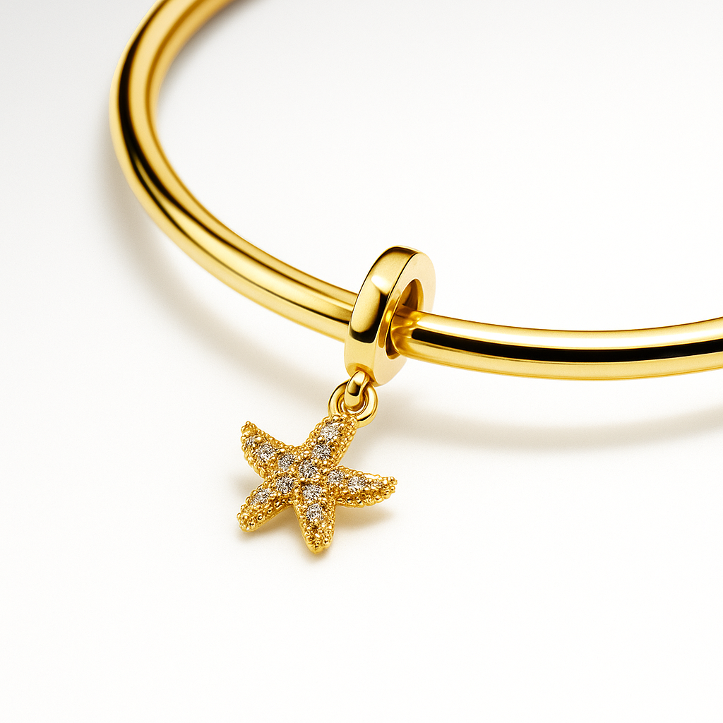 Gold Starfish Bracelet Charm