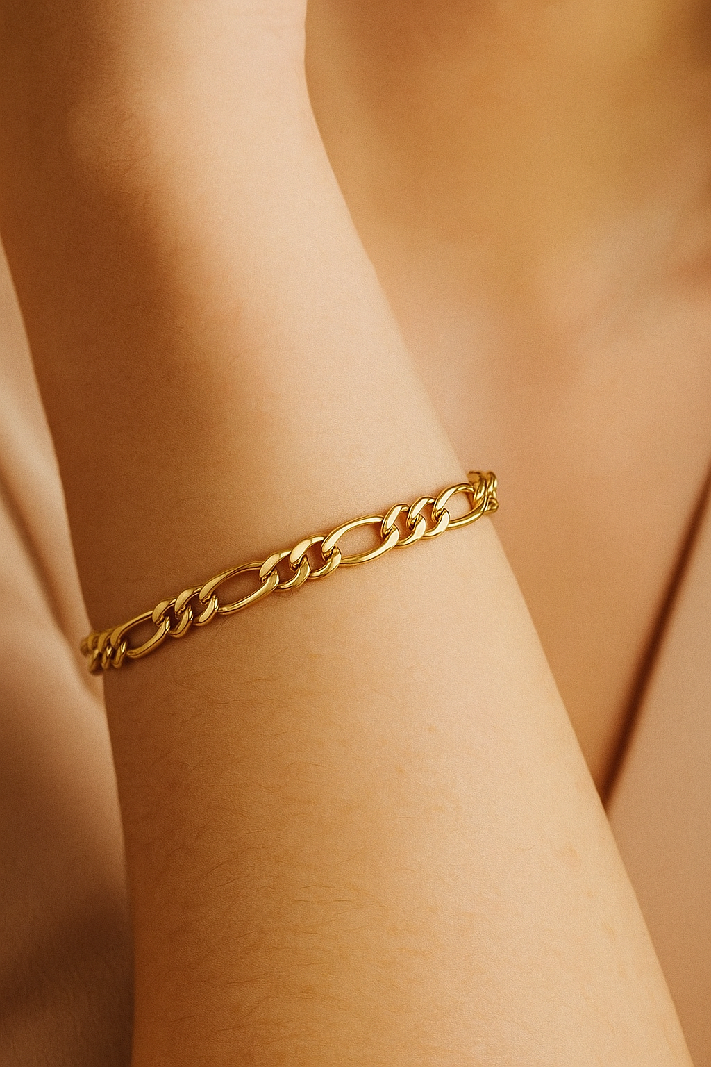 Delicate Figaro Gold Plated Stainless Steel Bracelet